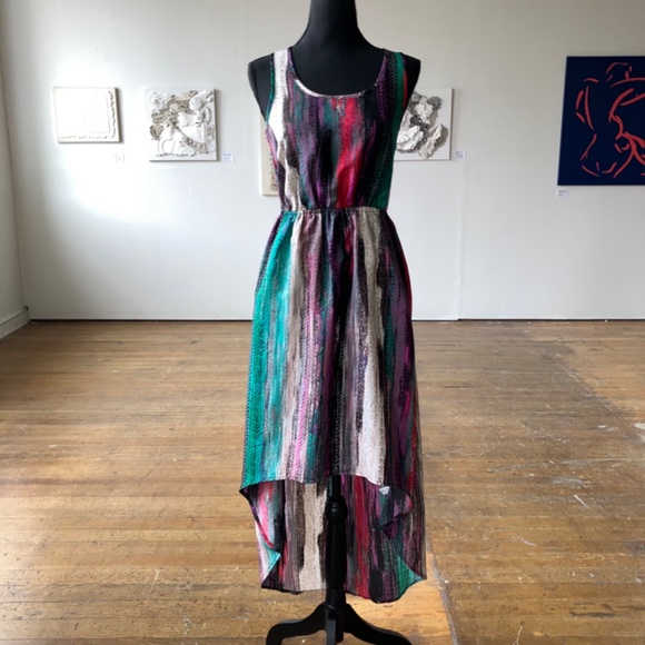 Purple blue, pink and black High-low Razorback dress - Picture 9 of 11